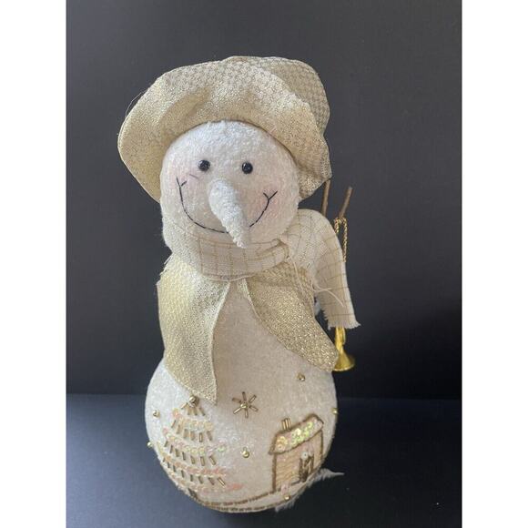 Snowman Plush Stuffed Figurine Bundle (3) Folk Art Farmhouse Rustic Cottagecore - Picture 3 of 5